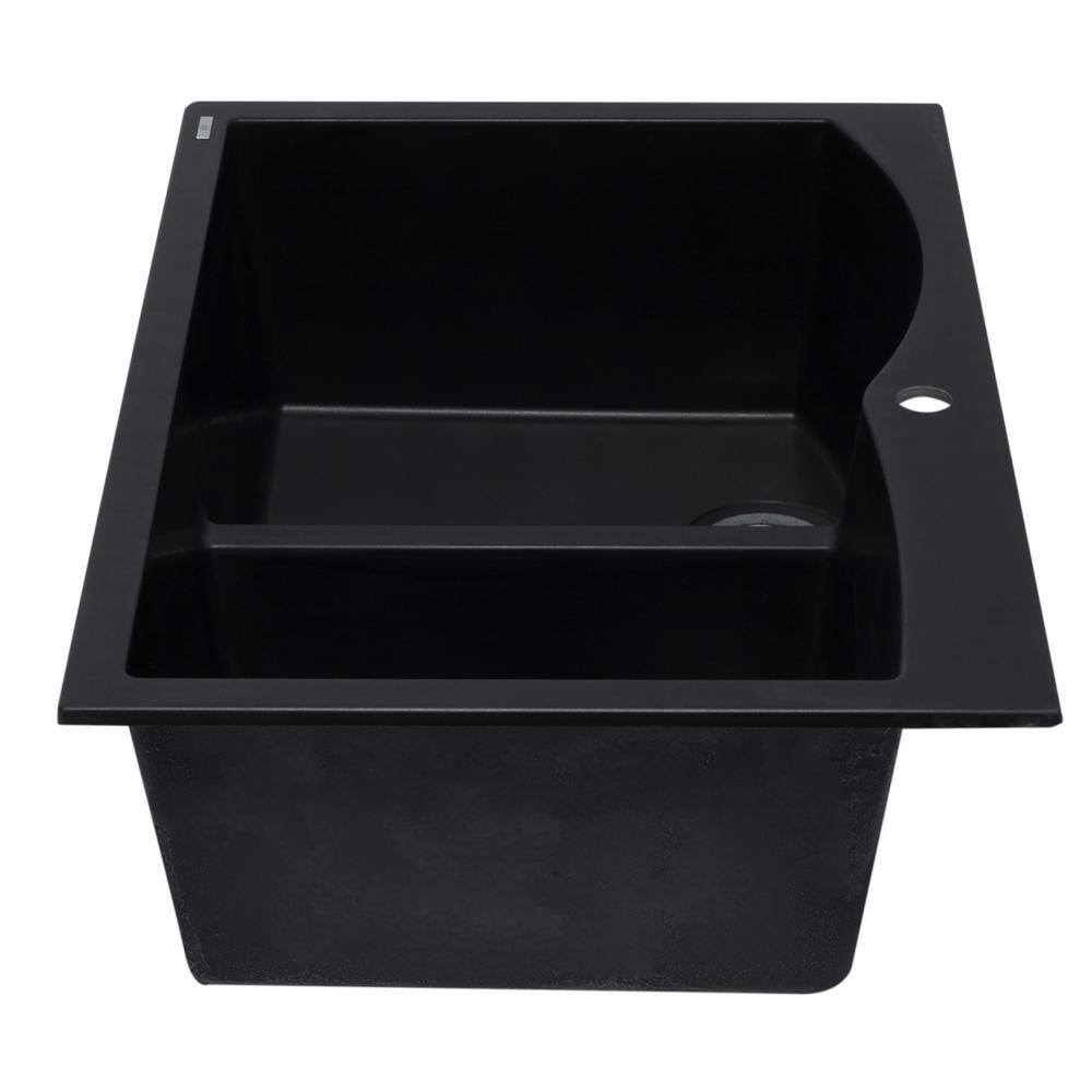 33'' Black Granite Double Bowl Drop-In Kitchen Sink