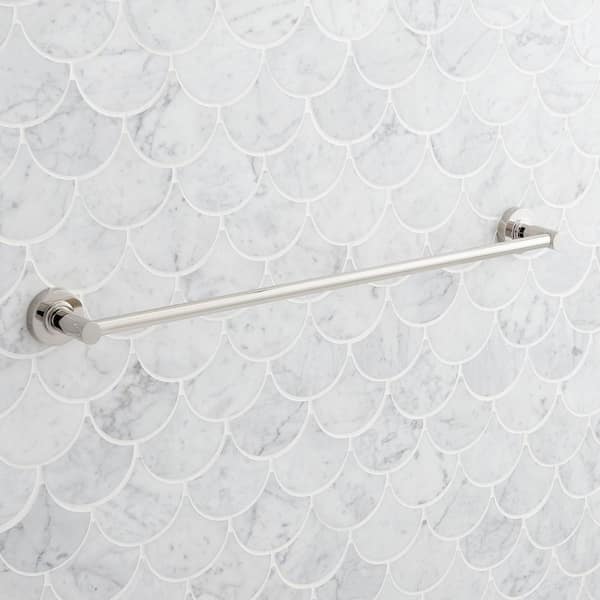 SIGNATURE HARDWARE Lexia 24 in. Wall Mounted Towel Bar in Polished Nickel