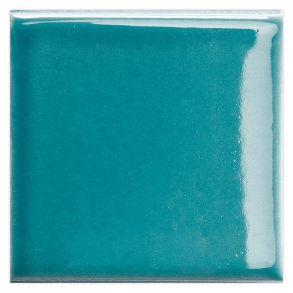 Terralis 2 in. x 2 in. Glossy Turquoise Blue Porcelain Square Wall and Floor Tile Sample