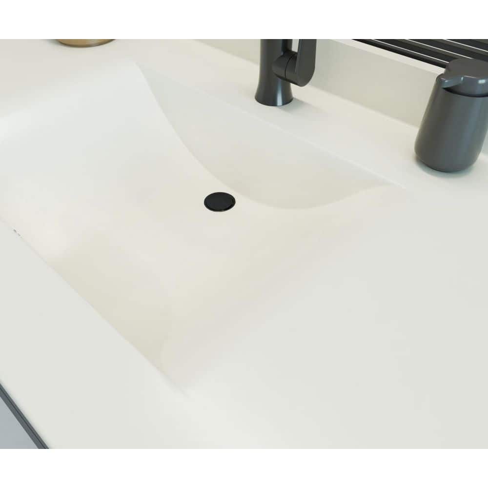 Tahiti White 37'' Swanstone Single Bathroom Vanity Top with Rectangular Sink