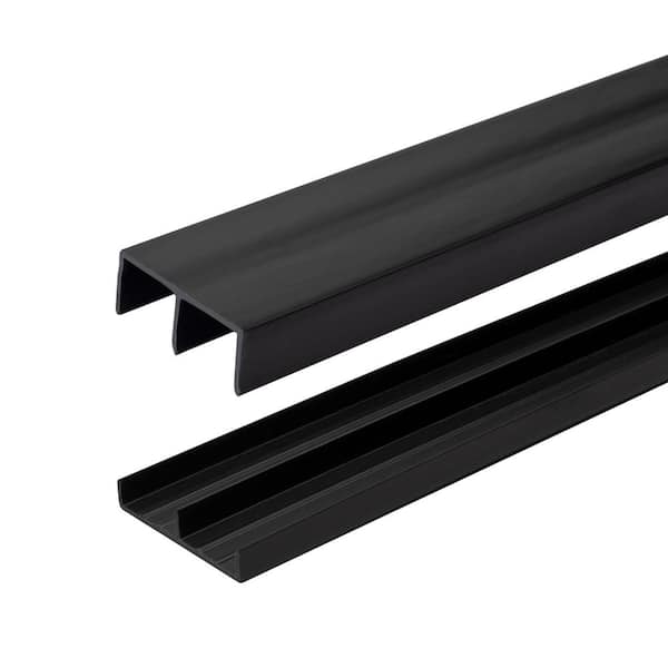 Outwater 3/4 in. D x 1-13/16 in. W x 48 in. L Black Styrene Plastic Sliding Bypass Track Moulding Set for 3/4 in. Doors(1-Pack)