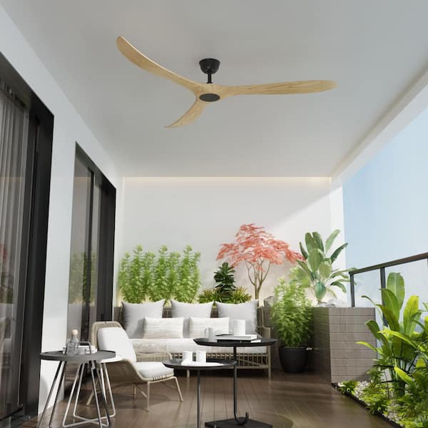 FUFU&GAGA 72 in. Natural Brown Wood Ceiling Fan with 6-Speed