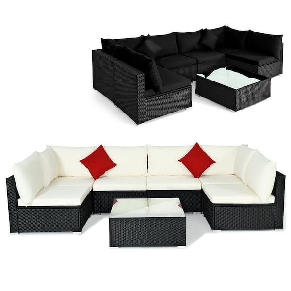 Black rattan corner discount sofa