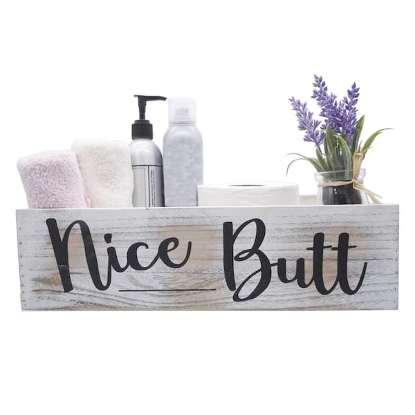 Admired By Nature Nice Butt Wooden Rustic Bathroom Decor Box and Farmhouse Wooden Bathroom Box