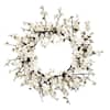 Nearly Natural 4191 24” Plum Blossom Wreath White