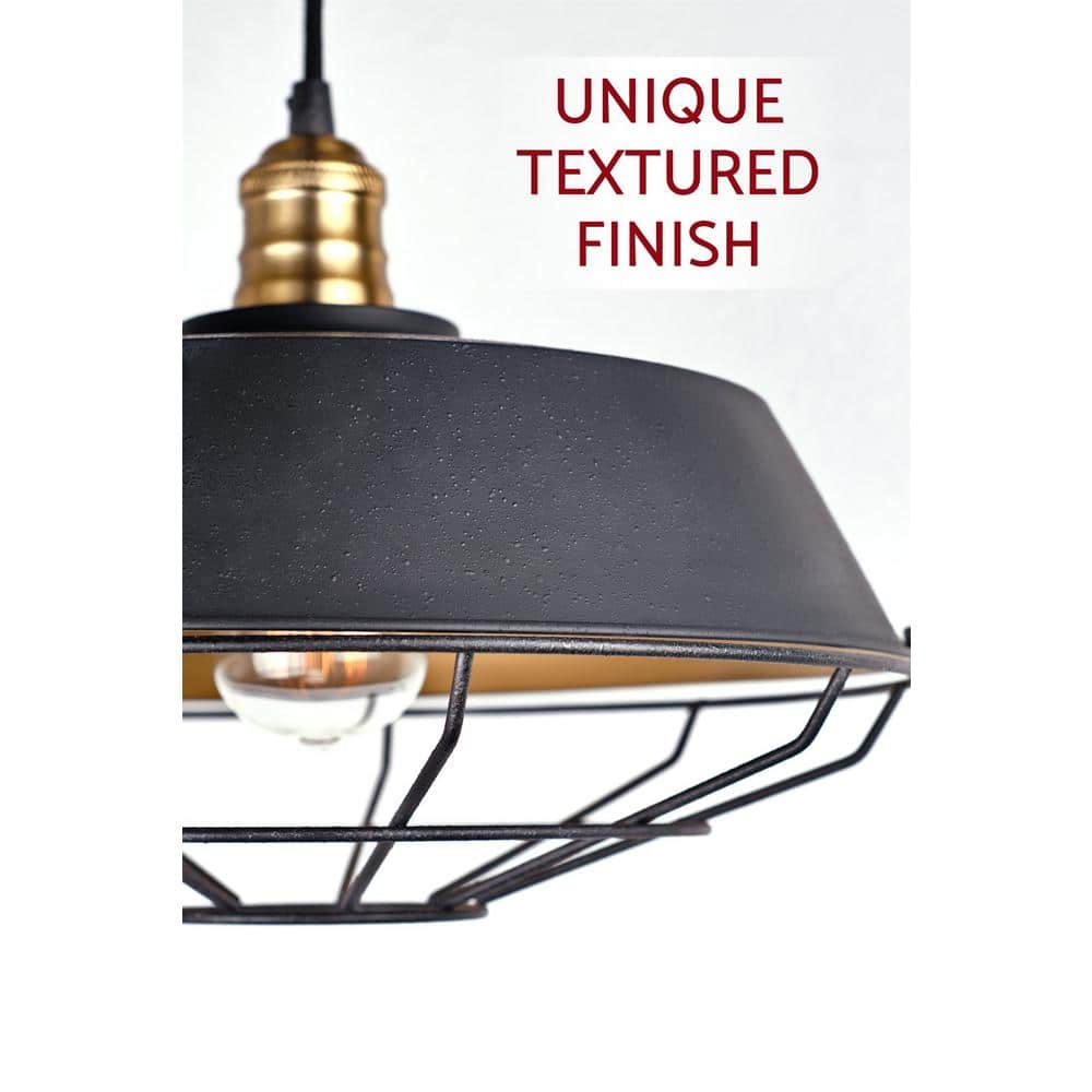 Jaxon 14" Black and Brass Industrial Farmhouse Pendant Light