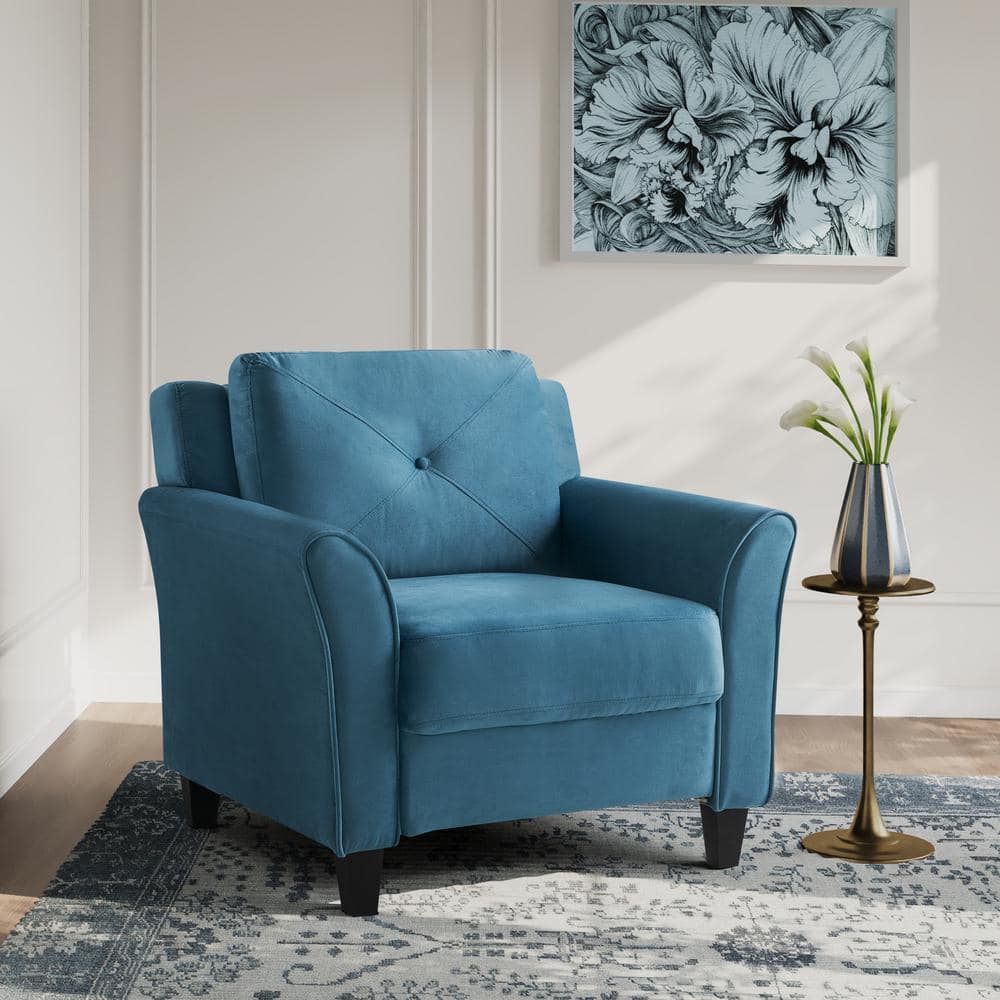 Lifestyle Solutions Harvard Blue Microfiber with Curved Arm Chair ...