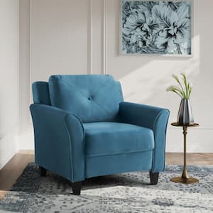 Harvard Blue Microfiber with Curved Arm Chair