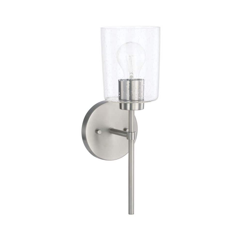 Greyson 5 in. 1-Light Brushed Nickel Sconce with Clear Seeded Glass price history on PriceWatchPro