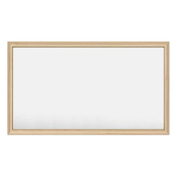 55 in. W x 32 in. H Rectangular Aluminum Alloy Framed & Tempered Glass Wall Bathroom Vanity Mirror in Light Yellow Wood