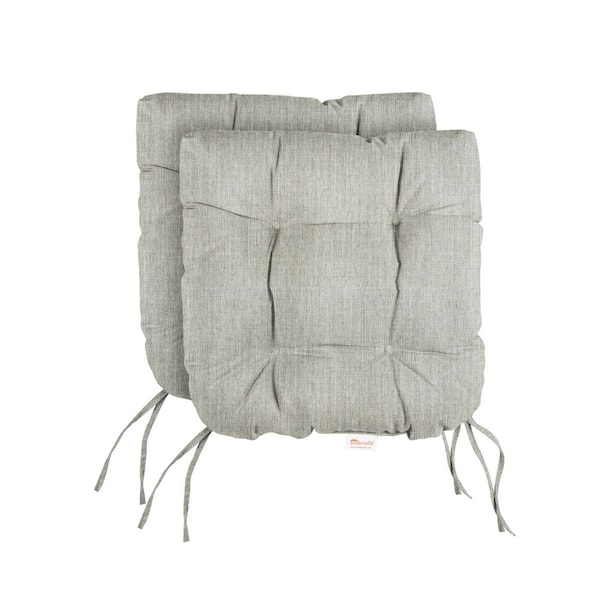 SORRA HOME Sunbrella Canvas Granite Tufted Chair Cushion Round U-Shaped Back 19 x 19 x 3 (Set of 2)