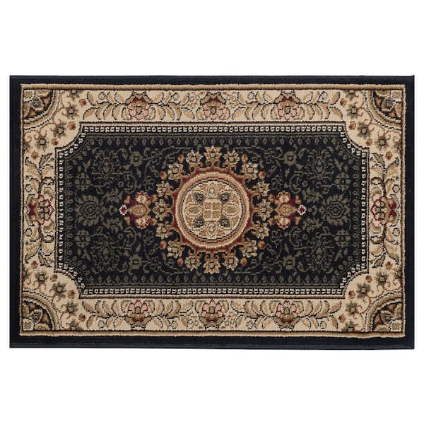 Tayse Rugs Sensation Oriental Black 2 ft. x 3 ft. Indoor Area Rug
