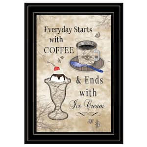 Everyday Starts With Coffee by Unknown 1 Piece Framed Graphic Print Typography Art Print 15 in. x 11 in. .