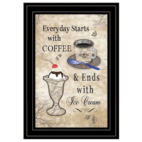 HomeRoots Everyday Starts With Coffee by Unknown 1 Piece Framed Graphic Print Typography Art Print 15 in. x 11 in. .