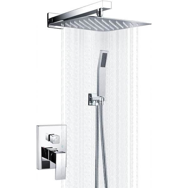 16 GAUGE SINKS 4-Spray Patterns with 2.5 GPM 7.87 in. H Tub Wall Mount Dual Shower Heads in Chrome