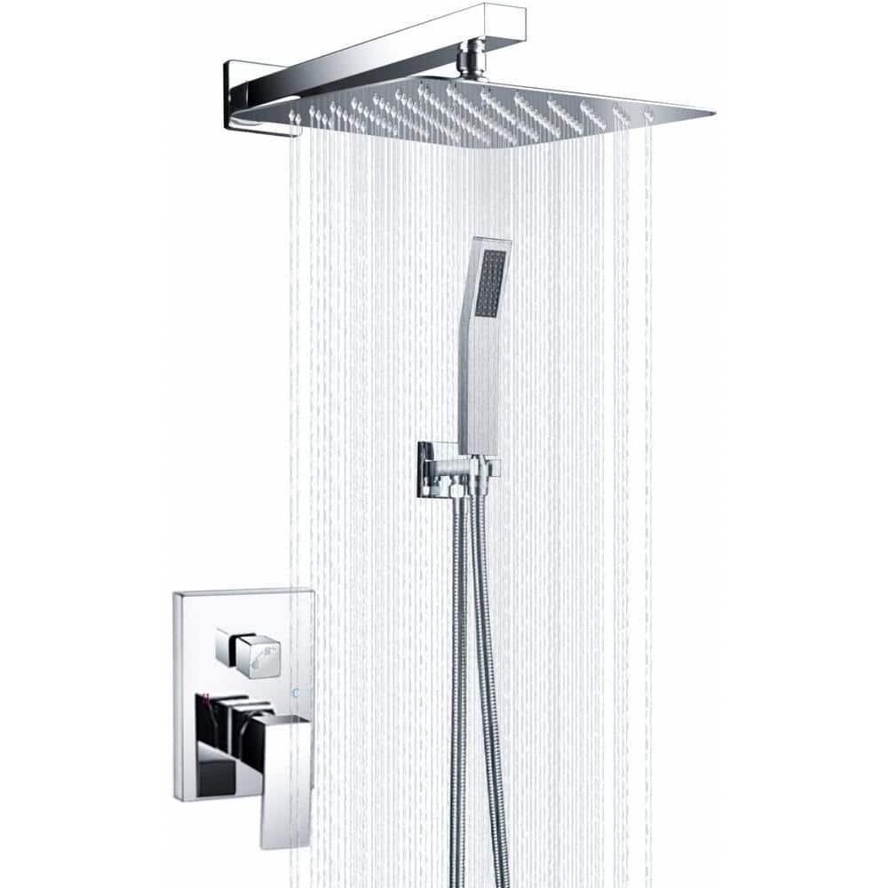 4-Spray Patterns with 2.5 GPM 7.87 in. H Tub Wall Mount Dual Shower Heads i