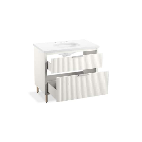 KOHLER Spacity 35.98in. Single Sink Floating White Bath Vanity with White Quartz Top Assembled