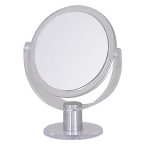 5.31 in. x 6.89 in. Round Tabletop Bathroom Makeup Mirror in Clear