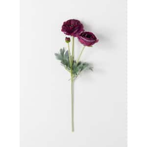 21.5 in. Artificial Burgundy Real Garden Ranunculus Stem