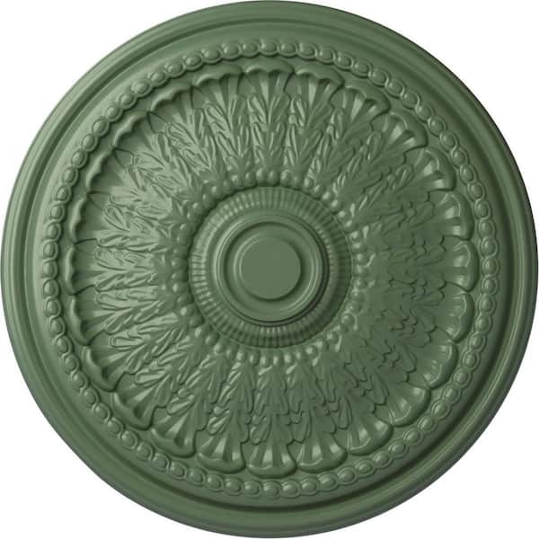 Ekena Millwork 27" x 2-1/2" Brunswick Urethane Ceiling (Fits Canopies up to 4-1/2"), Hand-Painted Athenian Green