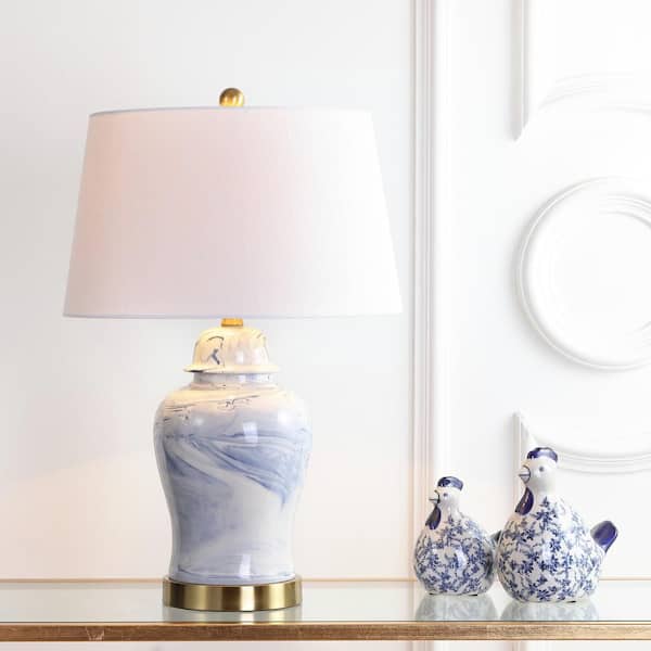 Wallace 26 in. H Ceramic Table Lamp, Blue/White