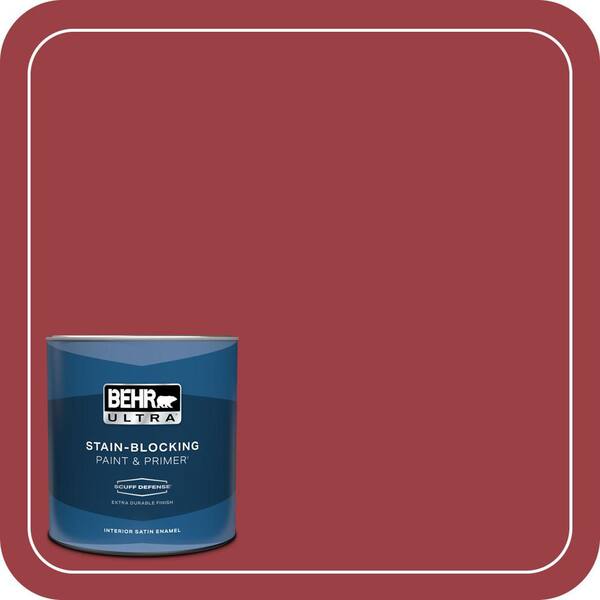 BEHR ULTRA 1 qt. #QE-06 Reddest Red Extra Durable Satin Enamel Interior Paint & Primer