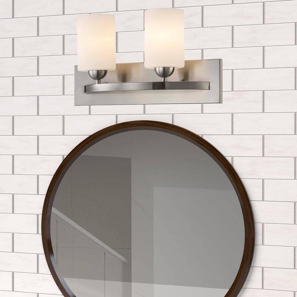Moonlight Brushed Nickel Frosted Glass Vanity Light
