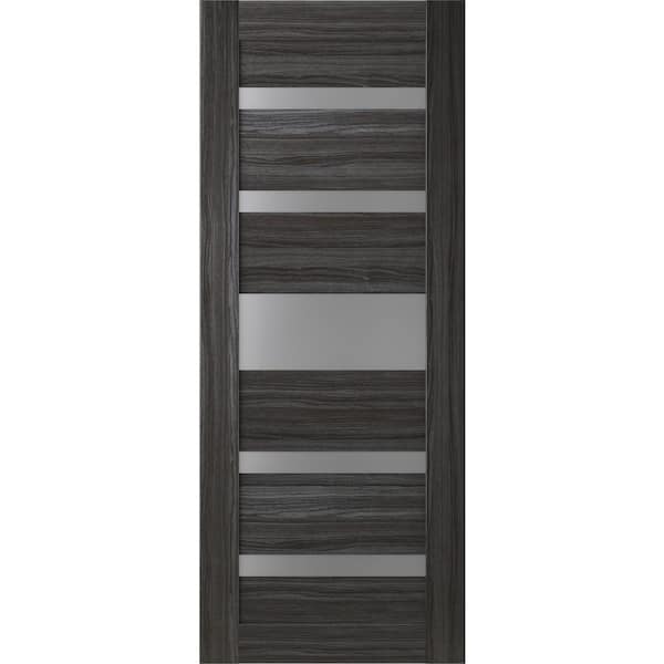 Belldinni Gina 18 in. x 80 in. 5-Lite No Bore Solid Core Frosted Glass Gray Frost Wood Composite Interior Door Slab