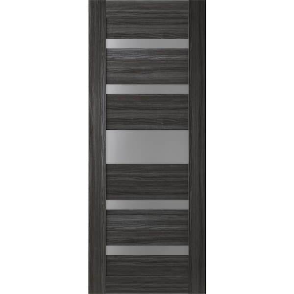 Belldinni 28 in. x 80 in. 5-Lite No Bore Solid Core Gina Gray Oak Frosted Glass Wood Composite Interior Door Slab