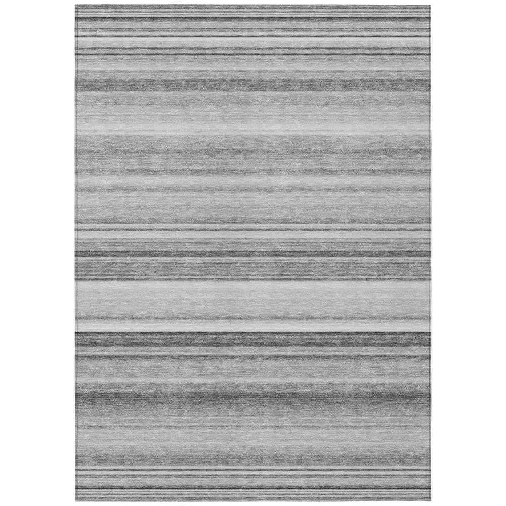 Gray 8 ft. x 10 ft. Woven Striped Polyester Rectangle Indoor/Outdoor Area Rug price history on PriceWatchPro