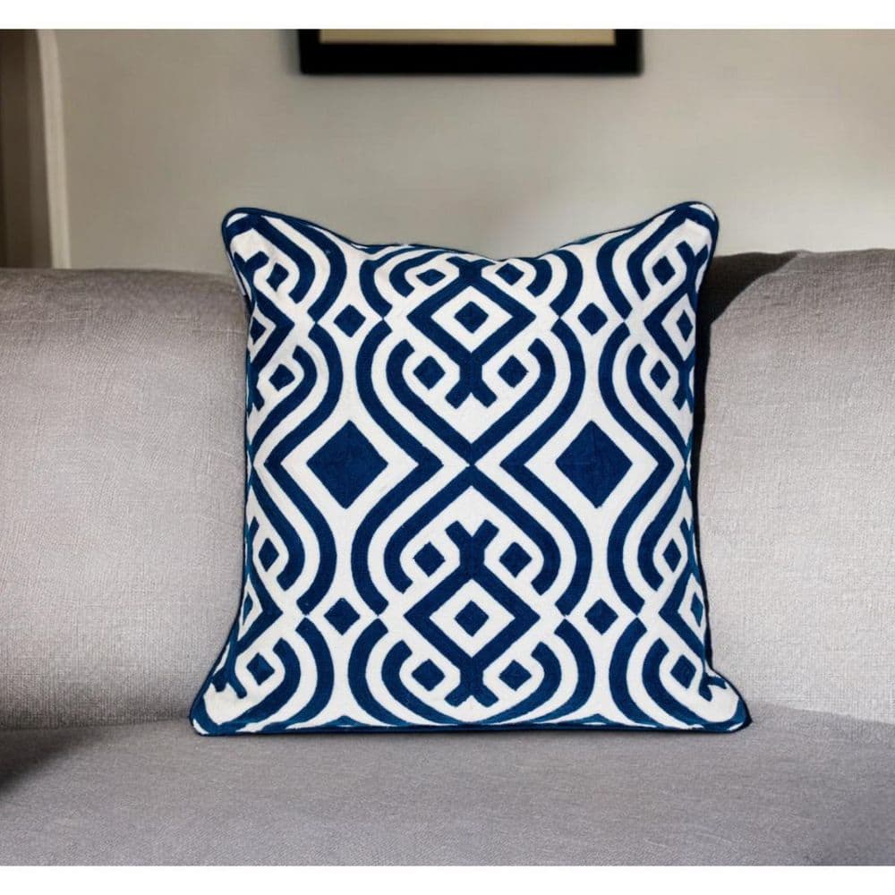 Blue, White Geometric Polyester 20 in. x 20 in. Throw Pillow price history on PriceWatchPro