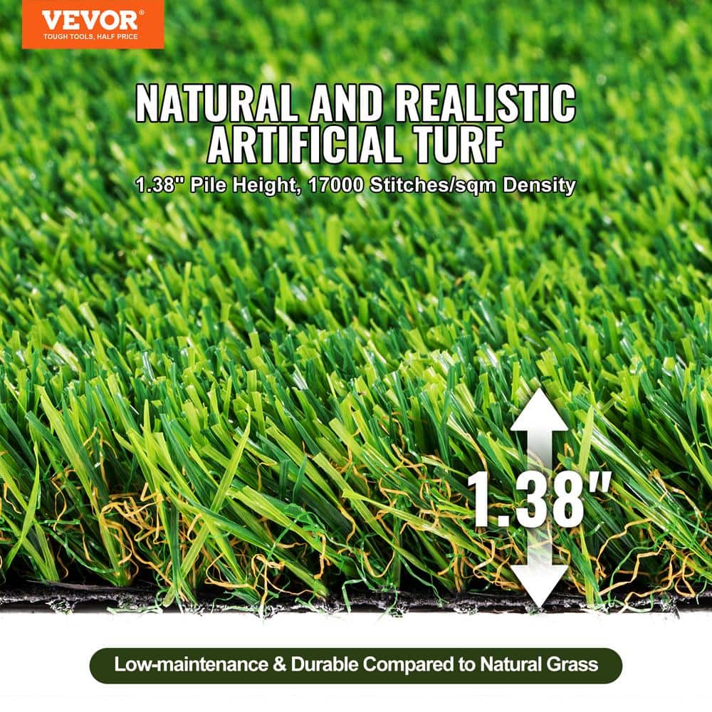 VEVOR 5 x 10 ft Green Artificial Grass Turf with Drainage Holes