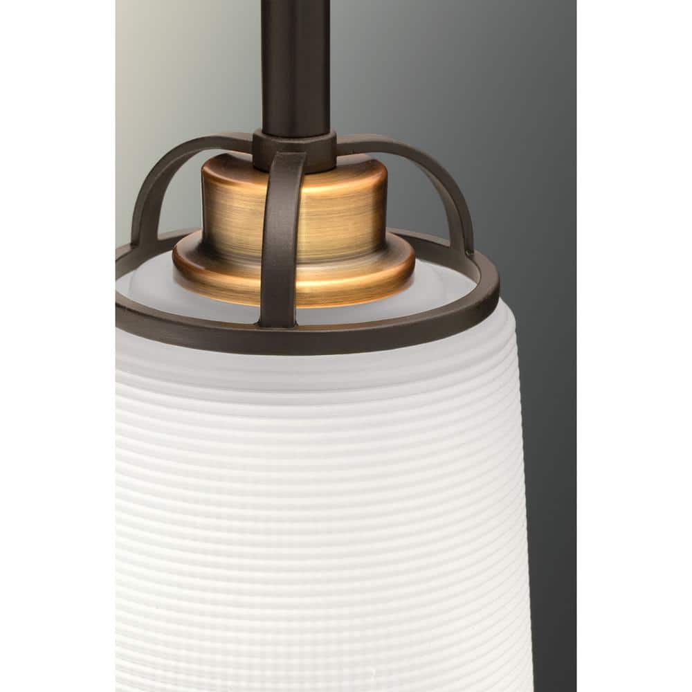 West Village Mini Pendant Light with Double Prismatic Glass Shade in Antique Bronze