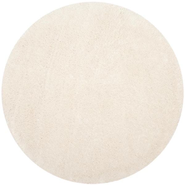 SAFAVIEH Indie Shag Cream 7 ft. x 7 ft. Round Solid Area Rug