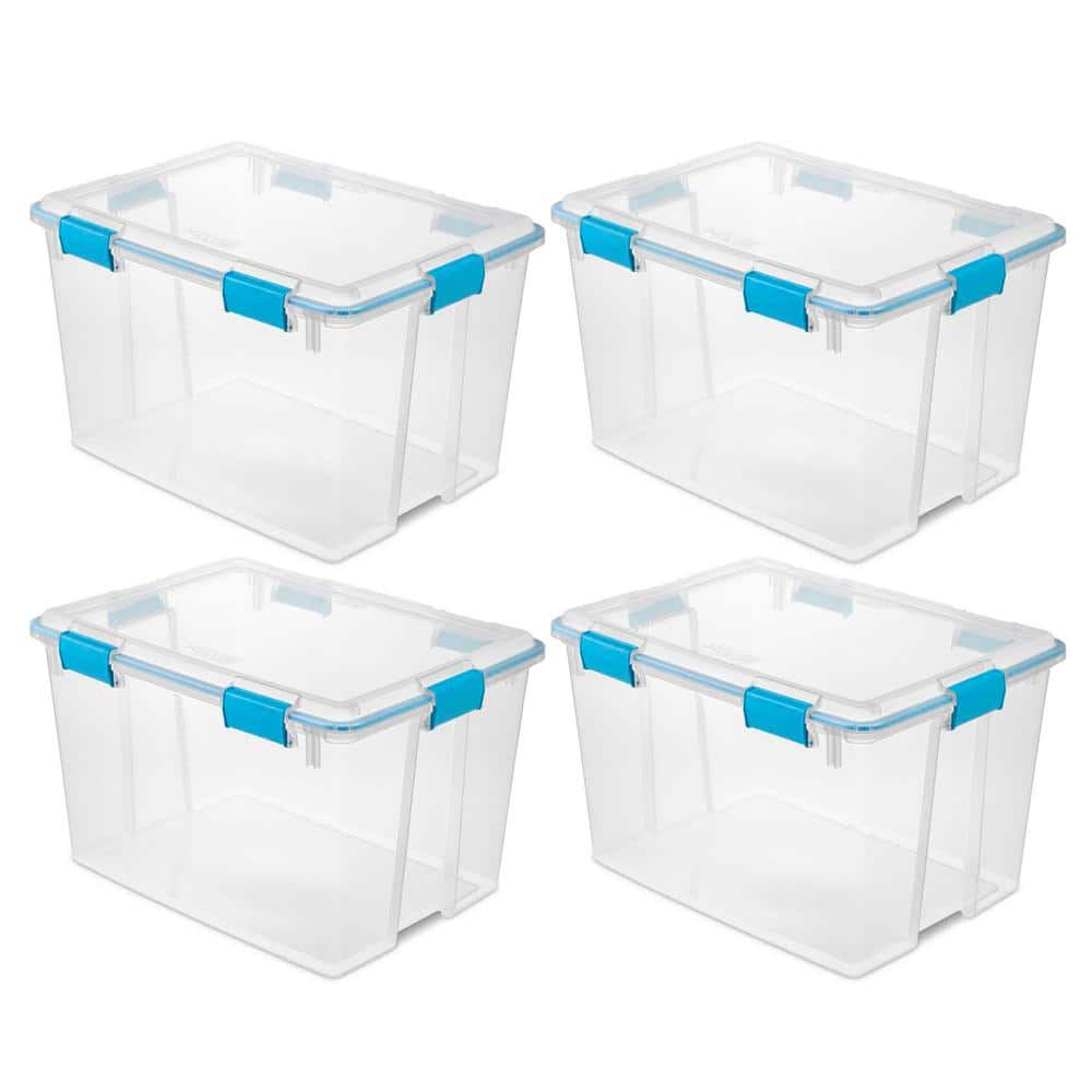 80 Qt. Plastic Home Storage Container in Clear Base and Lid with Blue Aquarium Latches and Gaskets (4-Pack) price history on PriceWatchPro