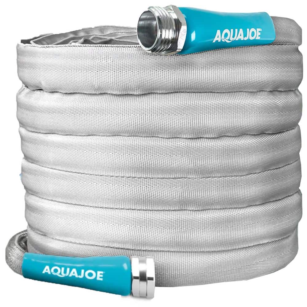 AQUA JOE 5/8 in. Dia x 50 ft. Ultra Flexible Kink Free Fiberjacket Garden Hose, Metal Fittings
