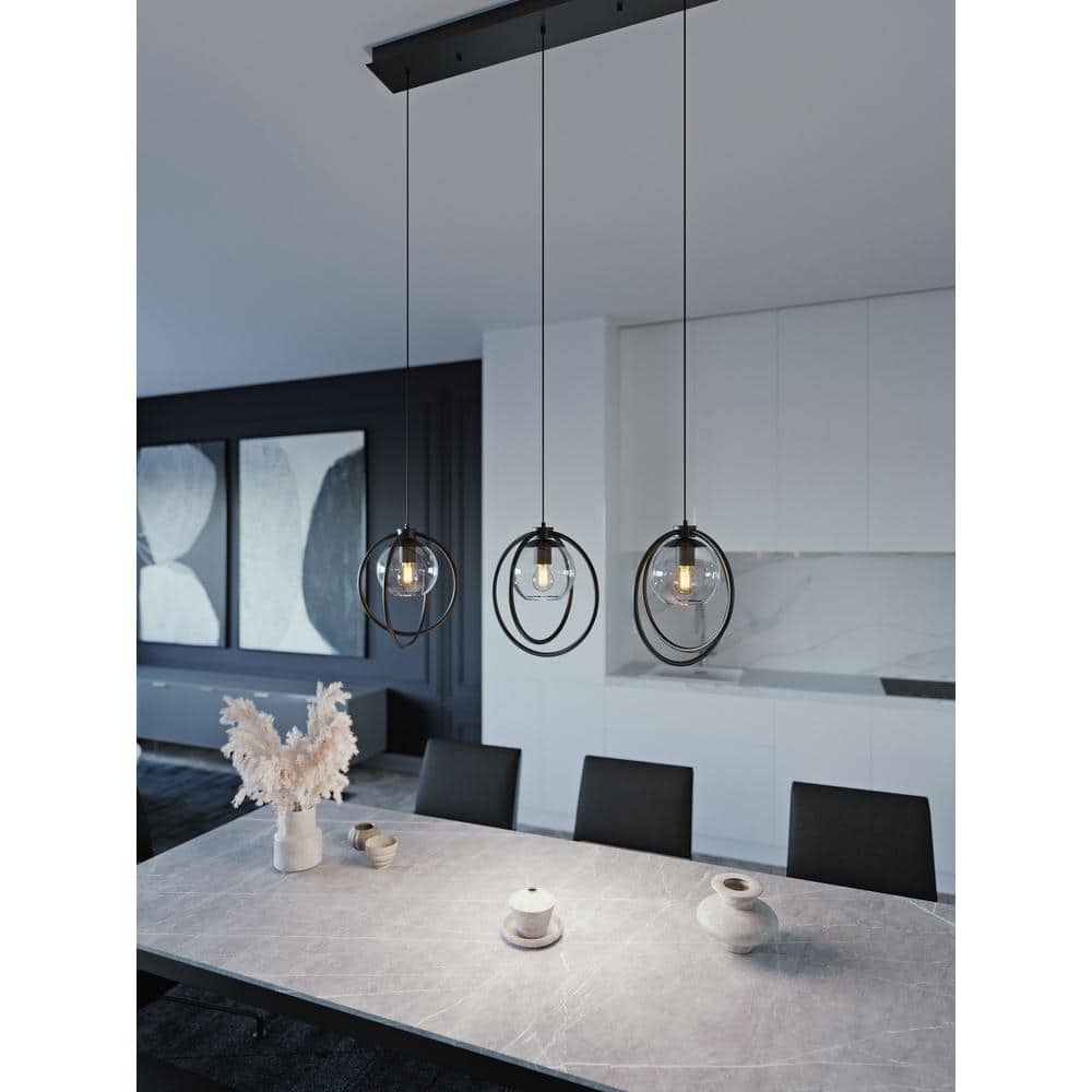 Satin Brass Jamie 36" Modern Mini-Pendant with Clear Glass Shades