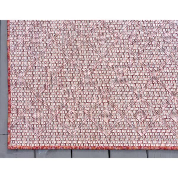 Unique Loom Outdoor Trellis Area Rug (7' x 10' - Rust Red)