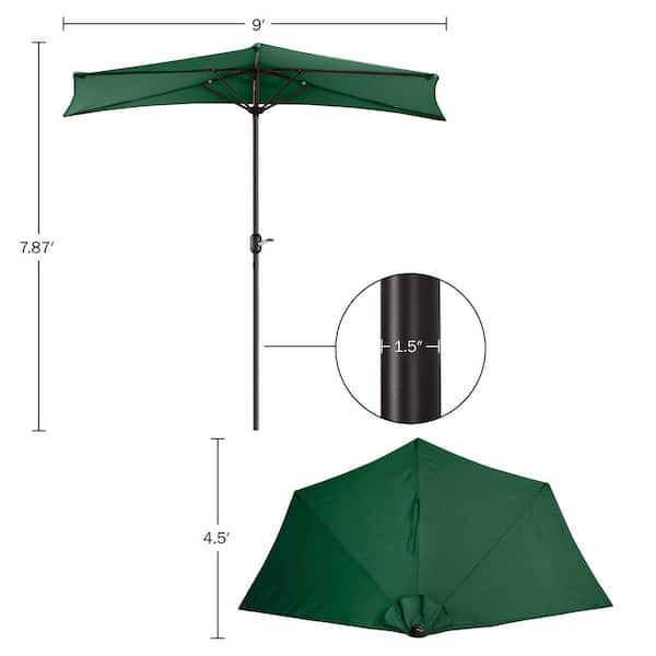 9 ft. Steel Outdoor Half Round Patio Umbrella Outdoor Patio