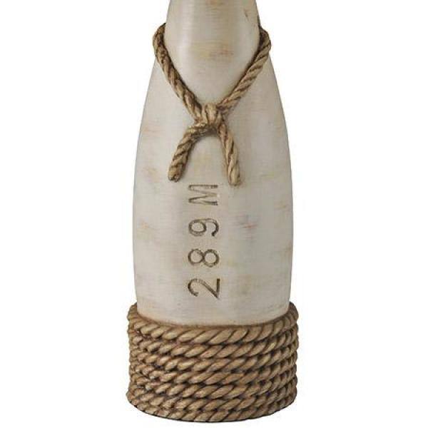Distressed White Nautical Buoy Table Lamp with Cream Canvas Shade