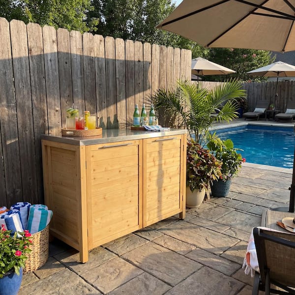 FUFU&GAGA 51 in. W x 24 in. D x 37 in. H Brown Cedar Wood Outdoor