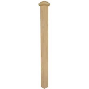 Stair Parts 4075 56 in. x 3-1/2 in. Unfinished Poplar Square Craftsman Solid Core Box Newel Post for Stair Remodel