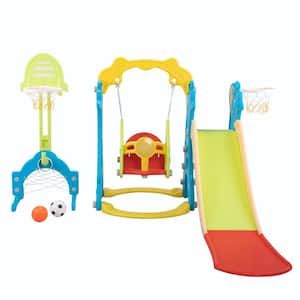 HDPE 5-in-1 Playset with Slide, Outdoor/Indoor Swing and Ball Hoop/Gate