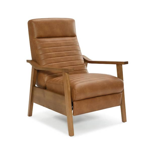 Unbranded Arthur Camel Brown Faux Leather Stationary Push Back Recliner