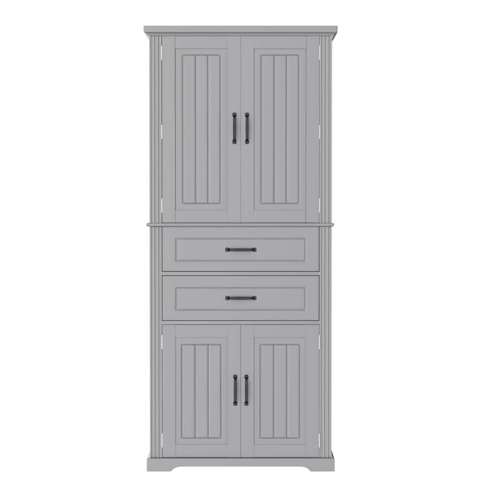 30 in. W x 15.8 in. D x 72.5 in. H Freestanding Gray Linen Cabinet with 2 Drawers and Slide Rails and Adjustable Shelf price history on PriceWatchPro