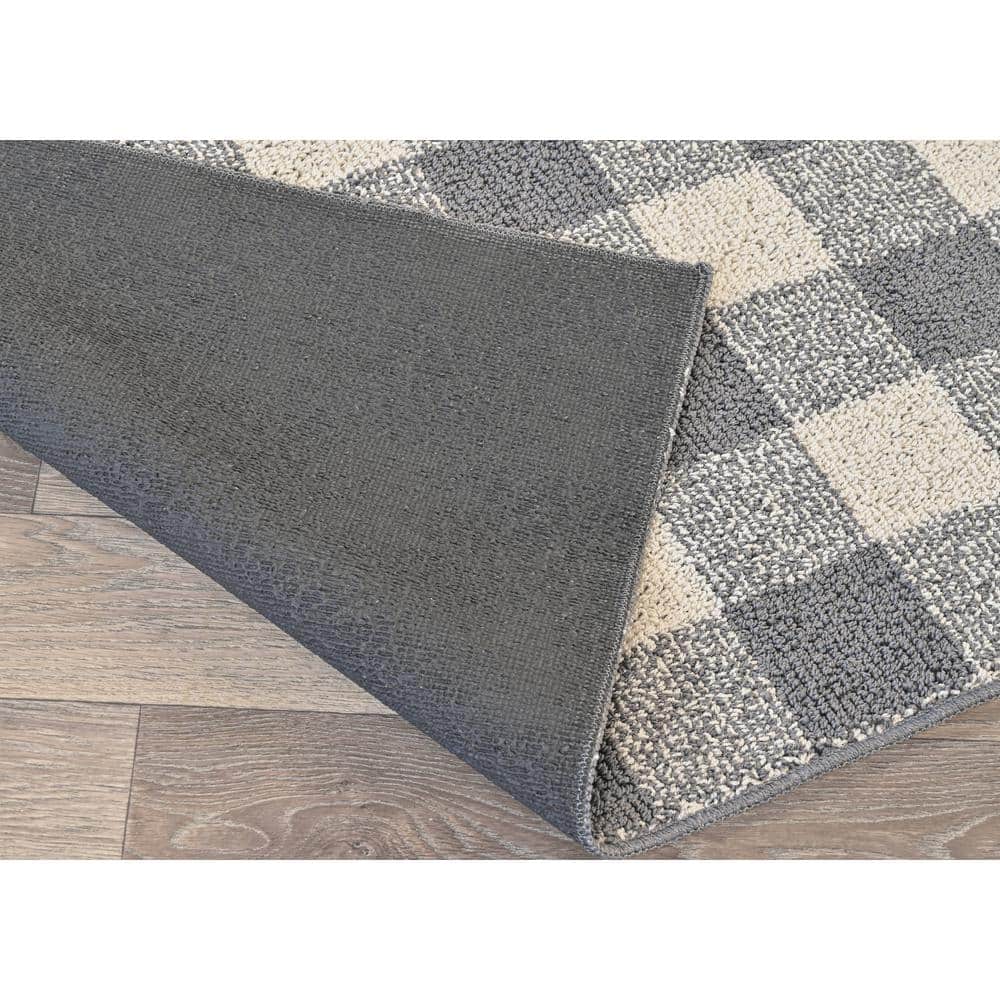 Cinder & Ivory 5'x7' Tufted Rectangular Area Rug with Easy Care