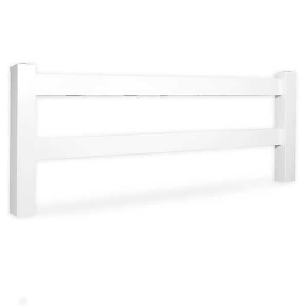 Weatherables 36 in. H x 320 ft. L 2-Rail White Vinyl Complete Ranch Rail Fence Project Pack