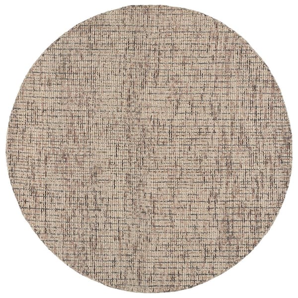 Abstract 6 ft. x 6 ft. Round Beige/Brown Speckled Area Rug