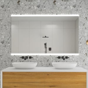 60 in. W x 35 in. H Rectangular Frameless Anti-Fog Wall Dimmable Bathroom Vanity Mirror in Silver with Up and Down Light