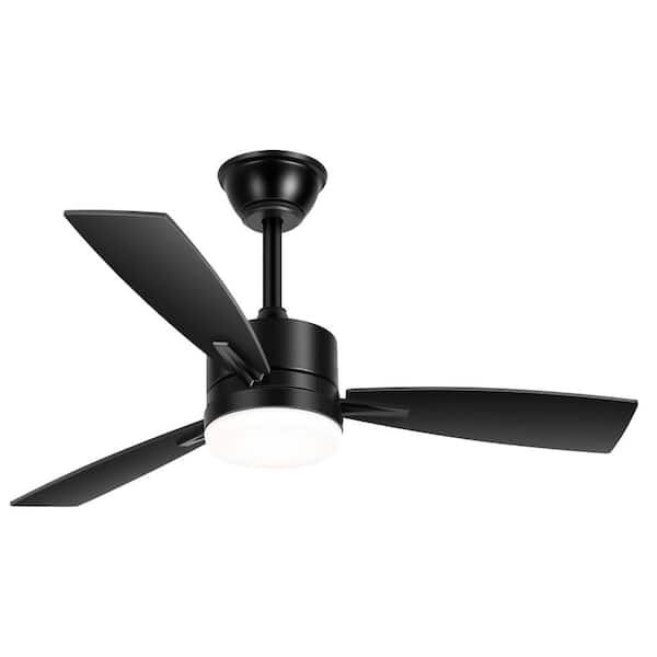 42 in. Matte Black Indoor Integrated LED Modern Ceiling Fan with Lights and Remote Control Included